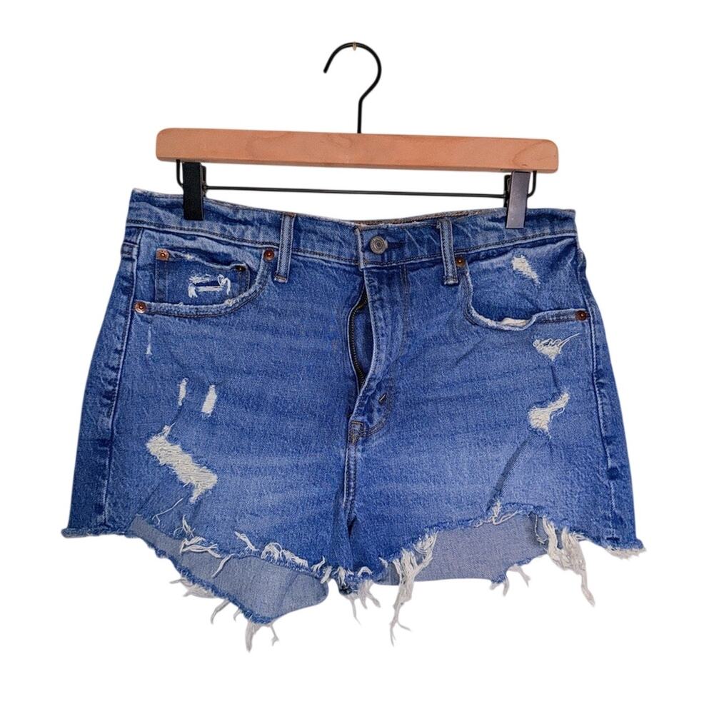 ABERCROMBIE & FITCH The Mom Short High Rise Jorts thrashed distressed shorts 8